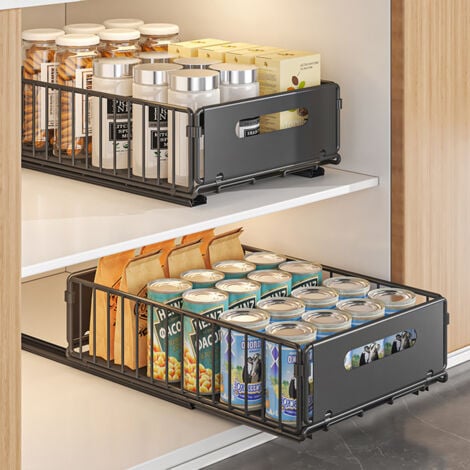 Tiroir Coulissant Cuisine Pliable, Rangement et Organisation Cuisine Fixé Avec Film Adhésif, Coulissant Rangement Armoire Cuisine Sans Perçage ni Clouage - Petit