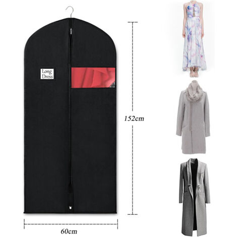 Mulaibdin Housse Vetement à Suspendre, Housses de Vêtements Noir, Housse Costume Homme Femme, Housse pour Vetement avec Poches, Housse Robe Voyage, Anti Mite & Anti Humidité (60x110cm