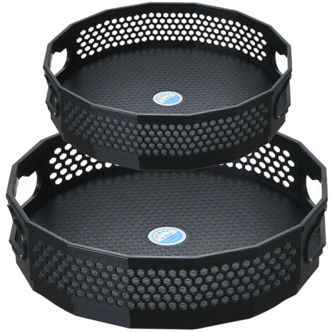 2 Pièces Plateau Tournant Epices, lazy susan Range Epices Rotatif Plateau, rotatif cuisine rangement épices organisateur en plastique pour épices bouteilles d'huile pots - Noir (1/5)