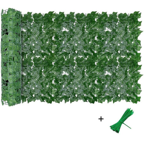 Sinbinta – Clôture artificielle de feuilles de lierre 300x100cm – Écran de confidentialité durable – Feuilles résistantes aux intempéries – Décoration jardin