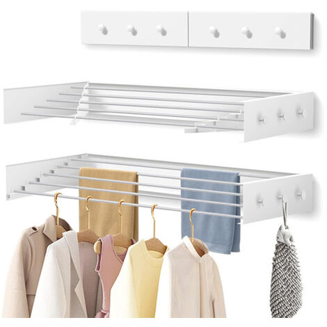 Étendoir mural pliable, pivotant à 180°, avec crochet mural à vis, idéal pour la buanderie, la salle de bain, le cellier ou la chambre(Blanc) | Leroy Merlin