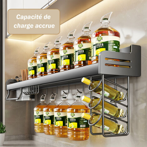 Étagère De Rangement De Cuisine Ménager, Égouttoir À Vaisselle De Cuisine À Fixation Murale À 3 Couches, Étagère De Rangement De Couverts En Acier Inoxydable 304, Noir 41,2 × 26,6 × 55,5 Cm