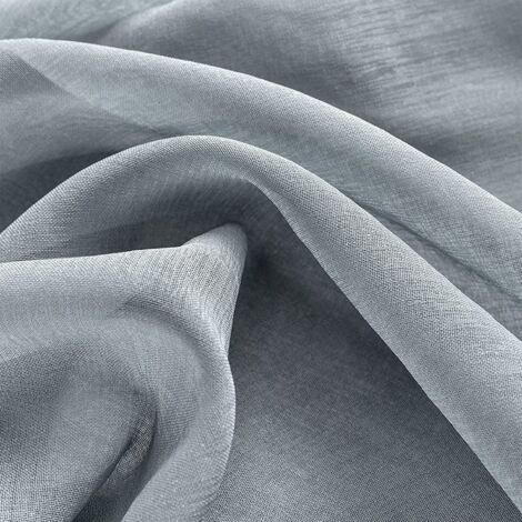 2 Pièce Rideau Voilage Blanc à Oeillet Semi-Transparent en Effet Lin Décorations d'intérieur de Fenêtre de Salon Moderne Chambre Cuisine Balcon Baie Vitrée Léger Romantique - Gris - 140 x 175 cm