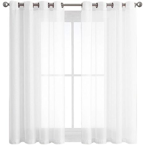 2 Rideaux Voilages Effet Lin 70x120 Cm - Semi-transparents Pour Salon/chambre (vin Rouge)