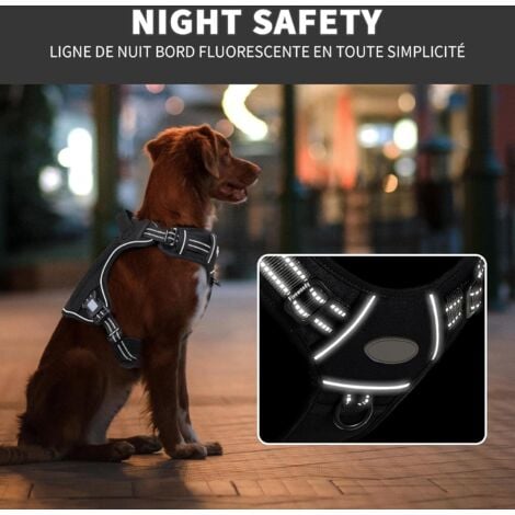 Harnais de Chien Anti Traction, Harnais Tactique Chien Respirant Réglable Facile à Mettre pour Moyen Grand Chien, Gilet Durable Réfléchissant - Noir - S