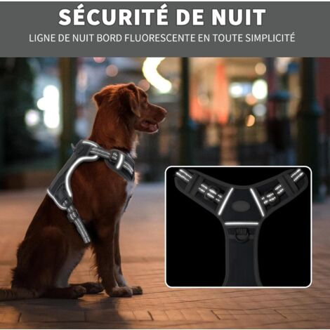 Harnais de Chien Anti Traction, Harnais Tactique Chien Respirant Réglable Facile à Mettre pour Moyen Grand Chien, Gilet Durable Réfléchissant - Gris - S