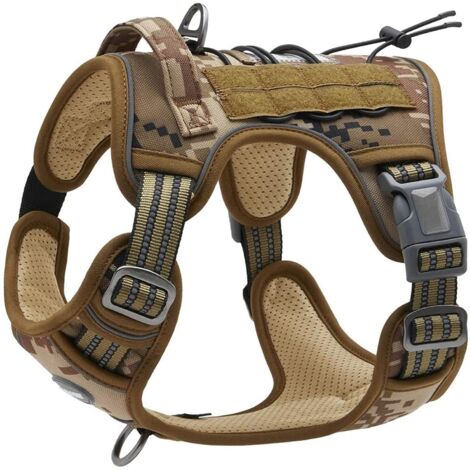 Harnais de Chien Anti Traction, Harnais Tactique Chien Respirant Réglable Facile à Mettre pour Moyen Grand Chien, Gilet Durable Réfléchissant - Multicolore - S