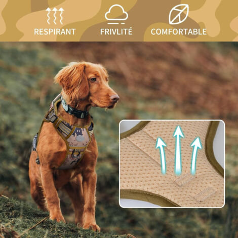 Harnais de Chien Anti Traction, Harnais Tactique Chien Respirant Réglable Facile à Mettre pour Moyen Grand Chien, Gilet Durable Réfléchissant - Multicolore - S