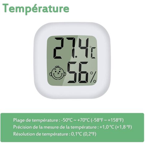 SOBEAU Lot De 6 Mini Thermo-Hygromètres Digitaux - Chambre Bébé, Bureau, Cave - Noir