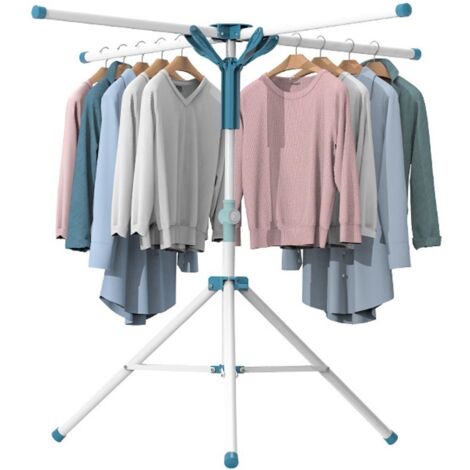 Séchoir à Linge Etendoir à Linge Pliable Intérieur et Extérieur, Sèche Linge avec 4 Bras de Crochet, Hauteur Réglable 110-180cm.