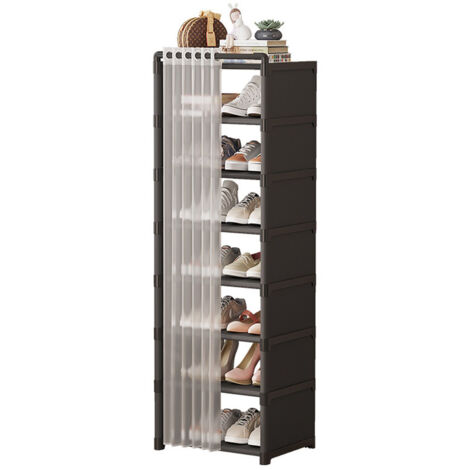 Étagères à Chaussures à 8 Niveaux, Rangement Chaussure, Porte-Chaussures, Résistant à la poussière, 42x30x124 cm, pour entrée, Chambre, Salon - Noir