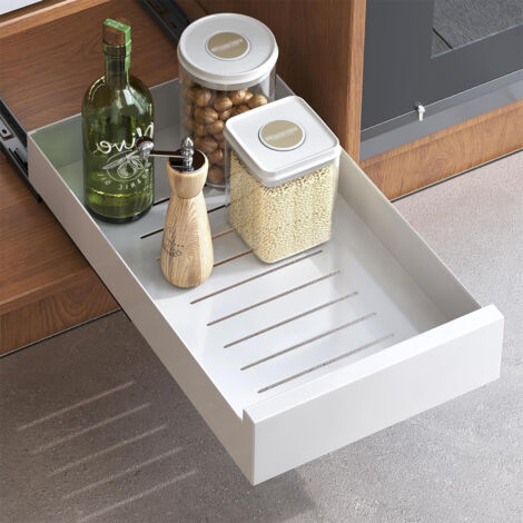 Sinbinta – Tiroir coulissant cuisine extensible – Installation sans perçage – Acier au carbone – Dimensions 25 x 43 x 9 cm – Accès facile aux objets