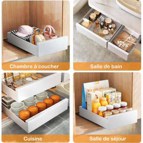 Tiroir Coulissant Adhésif Pour Placard - Organisateur De Cuisine Extensible 34-48 Cm (Profondeur 42 Cm) - 10