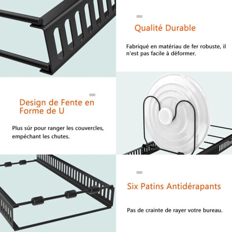 TONOMO Range Couvercles Et Poêles De Cuisine - Organiseur Placard Avec 5 Compartiments Ajustables