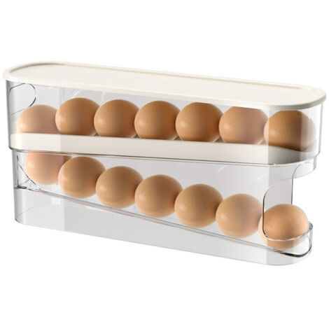 Sinbinta – Distributeur d'œufs pour réfrigérateur – Boîte à œufs transparente en PET – Rangement peu encombrant – Contient 12 œufs standard