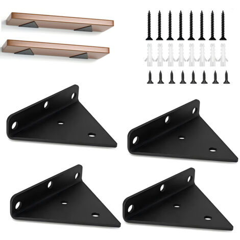 Lot de 4 Support Etagere Triangle, Supports D'étagère Flottant en Fer, Support Étagère Mural en Métal Pour Étagères Ouvertes de Bricolage - 8x10CM