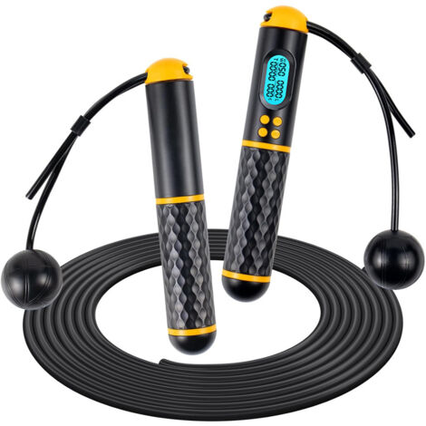 Corde à Sauter Sport fitness pour adultes, Corde a Sauter Sans Fil avec Compteur Calories et LCD écran montrant, Poignées Antidérapantes Jump Rope Réglable