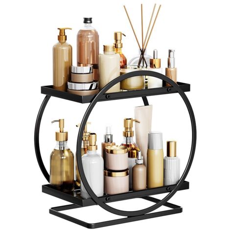 Organisateur de Maquillage, Organisateur de Cosmétiques à 2 Niveaux, Organisateur de Soins de Beauté, Organisateur de Salle de Bain Pour le Parfum, Le Vernis à Ongles, Le Gel Douche, Ambre (1/5)
