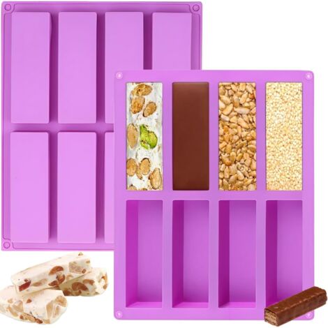 Lot De 2 X 8 Moules à Barres De Céréales/Muesli SWEET & SALT - Silicone Gris