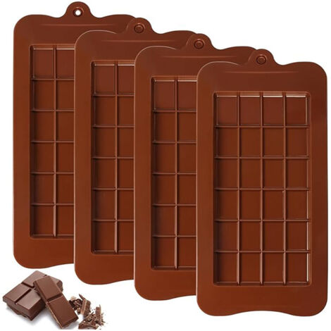 Lot de 4 moules à tablette de chocolat anti-adhésifs en silicone de qualité alimentaire pour barres protéinées et énergétiques (1/5)