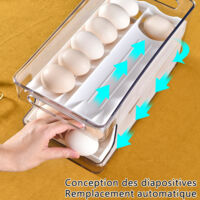 Boîte à œufs Frigo 24 Compartiments - Avec Minuteur Et Poignée - Transparente, Plastique PP - Pour Cuisine, Rangement