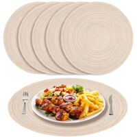 6 Set de Table Tressé Résistantes à la Chaleur, Antidérapants Table Napperons pour Table de Salle à Manger, Intérieur et Extérieur - Beige