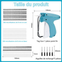 Mini Pistolet à Point Pour Vêtements - 6 Aiguilles + 4000 épingles (blanches/noires) - Réparations Rapides - 11