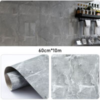 Papier Adhésif pour Meubles 60cm x 10m, Marbré Film Imperméable Autocollant DIY Décoratif Stickers pour Meubles Armoires Rebords de Fenêtres Salles de Bains - Gris
