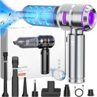 Aspirateur à Main 16000 Pa, Portable Aspirateur Puissant sans Fil, Multifonctionnel Aspirateur Voiture Puissant, Aspirateur USB Rechargeable pour PC Maison Voiture Bureau Canapé - Argent violet