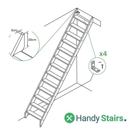 Escalier de meunier peu encombrant MGS65  65 cm de large  Hauteur 280 cm