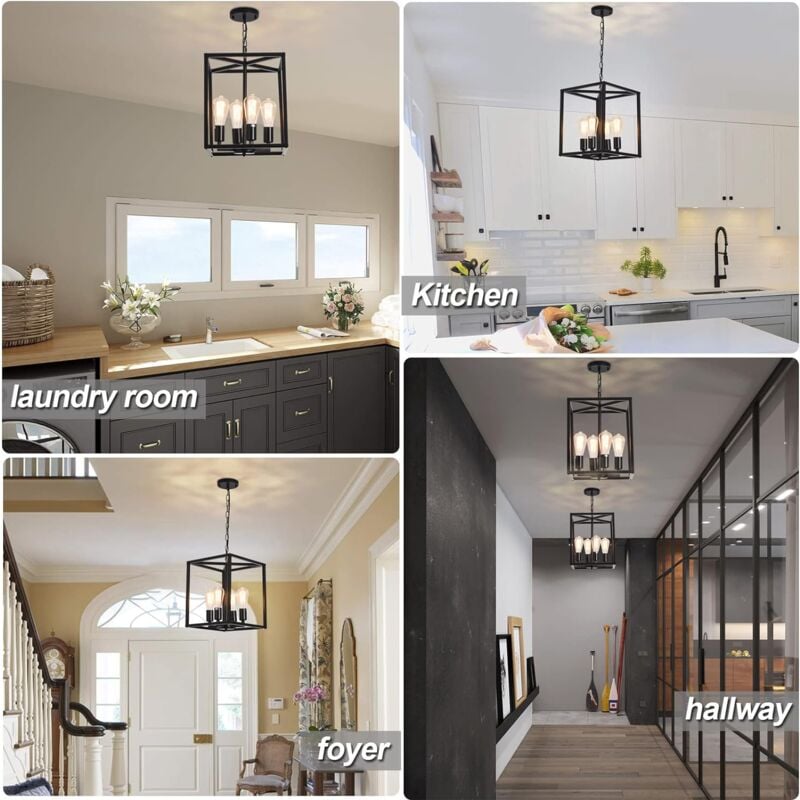 Eoodis Kronleuchter Schwarz 12-flammig Wagenrad Design - Höhenverstellbar 100cm Für Wohnzimmer & Esszimmer