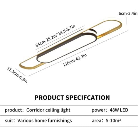 Ganeed Moderne Deckenleuchte, LED-Deckenleuchte, dimmbare Acryl-Deckenleuchte mit Fernbedienung, für Küche, Esszimmer, Garderobe, Flur