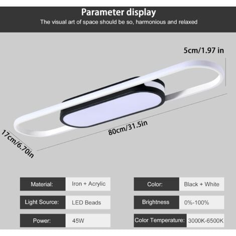 Ganeed LED Deckenleuchte Moderne Deckenlampe Dimmbare Deckenleuchte mit Fernbedienung Deckenleuchte Flach Deckenleuchten für Wohnzimmer Küche Esszimmer Schlafzimmer 80cm