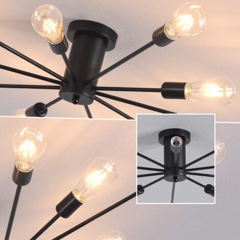 Ganeed Lámpara de techo de araña semienrasada, lámpara de techo de araña negra moderna E27 E27 lámpara de techo industrial Luz colgante para cocina comedor Sala de estar Dormitorio