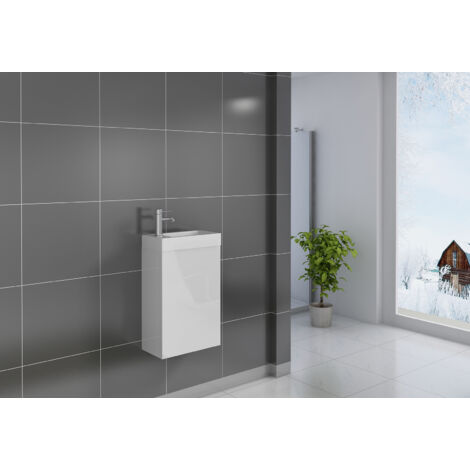 Gäste-WC Waschbecken 40 x 22 cm weiß Vega