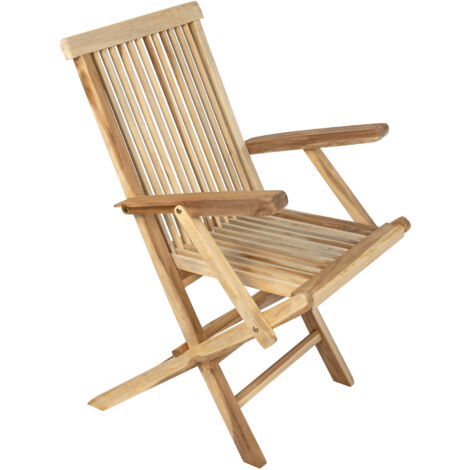 Teakholz Gartenstuhl Klappstuhl mit Armlehnen MALLORCA (1/5)