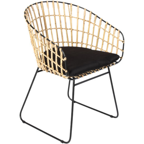 Esszimmerstuhl Armlehnenstuhl Rattan Farbe natur inkl. Kissen LIMA (1/5)
