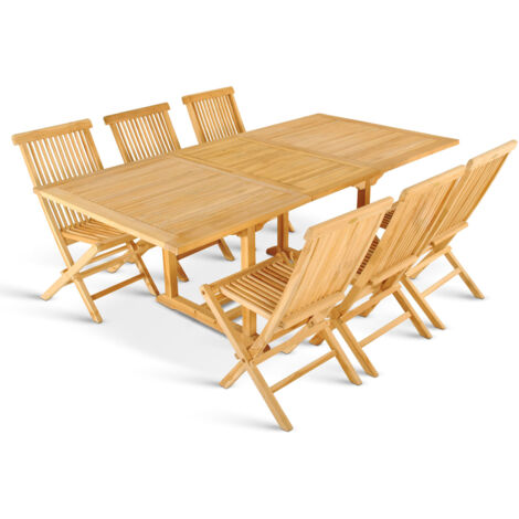 Gartentisch rechteckig ausziehbar Teakholz 180 240 cm KUBA
