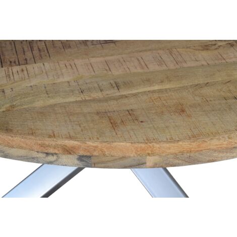 Esszimmertisch rund 130 cm Mangoholz Natur Silber RUNIS