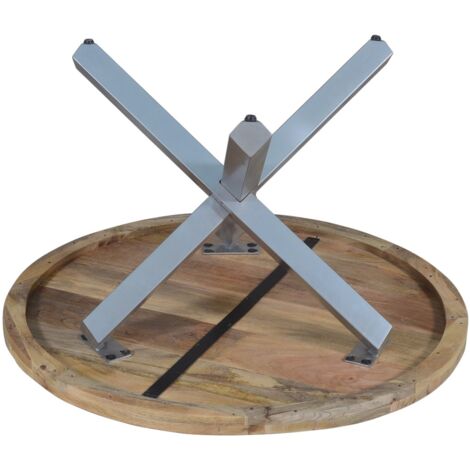 Esszimmertisch rund 130 cm Mangoholz Natur Silber RUNIS