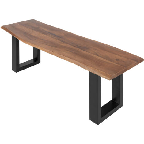 Sitzbank Baumkante 140 cm nussbaum massiv Akazie schwarz
