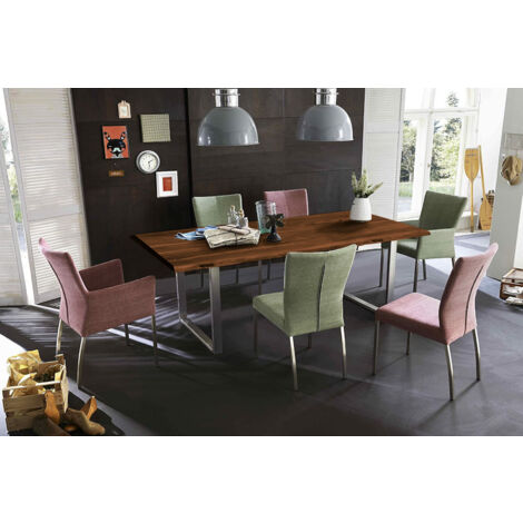 SIT 07107-60 Esstisch Baumkante massiv Akazie nussbaum 140 x 80 cm silber (1/5)