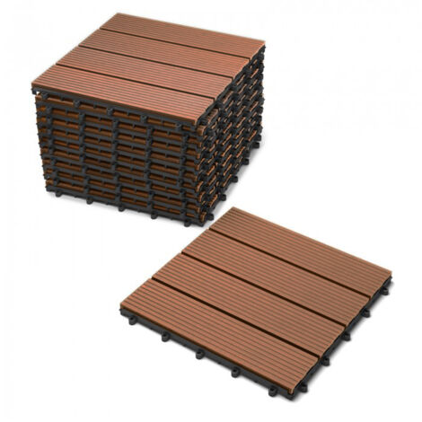 Terrassenfliesen Balkonfliesen WPC 11 Stück=1 m² teakfarben (1/5)