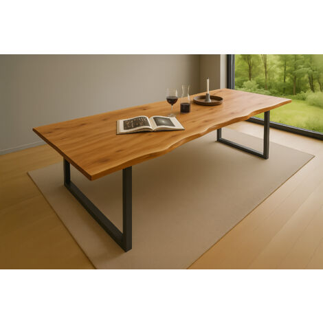 Esstisch Baumkante massiv Akazie natur 240 x 100 schwarz QUINN