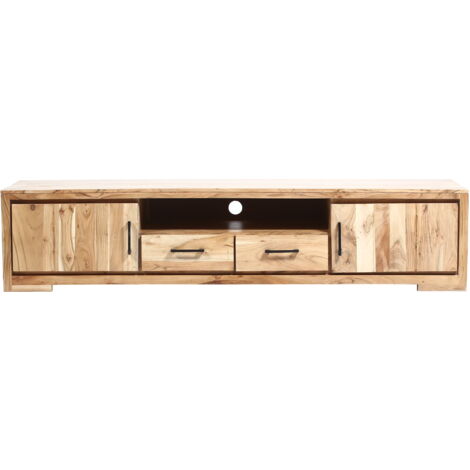 Lowboard TV-Schrank 205 x 50 x 45 cm Akazienholz naturfarben SARAH (1/5)