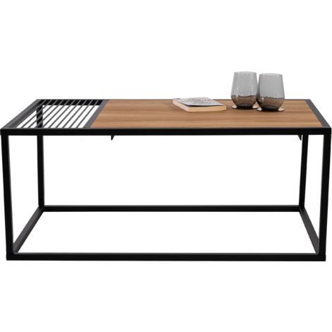 Couchtisch Industrial-Design Wildeiche massiv 95x55 cm schwarz MELODY