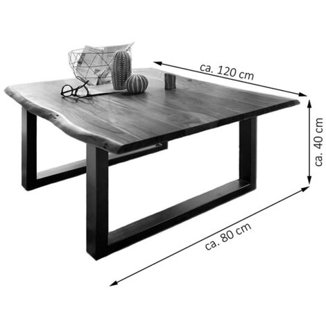 Couchtisch Baumkante 120x80 cm Akazie naturfarben schwarz