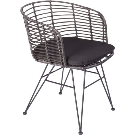Esszimmerstuhl Rattanstuhl Farbe anthrazit inkl. Sitzkissen NAIROBI (1/5)