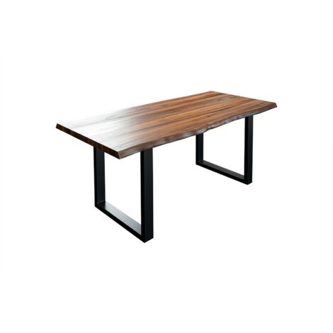 Esstisch Baumkante massiv Akazie nussbaum 120 x 80 schwarz LIAM (1/5)