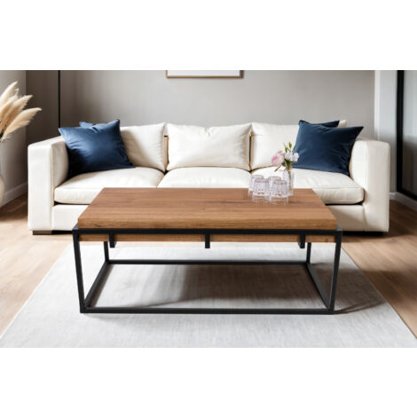 Couchtisch Industrial-Design Wildeiche massiv 110x60 cm schwarz RETTKE